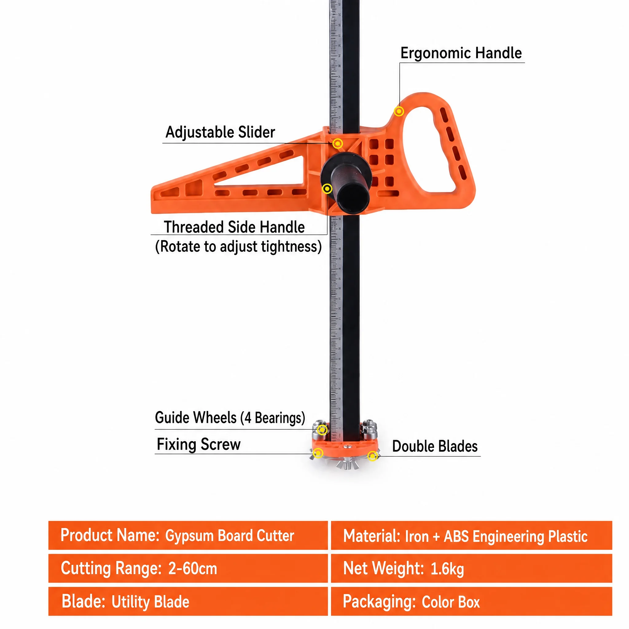 High Accuracy Portable Manual Gypsum Board Cutter Drywall Cutting Tool Stainless Steel Handle ODM Supported for Wood Plastic