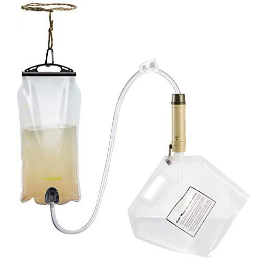 Gravity Water Purifier Straw Fairly Light and Easily Packed. Multi Use for Group Camping and Famliy Emergency Prepardness