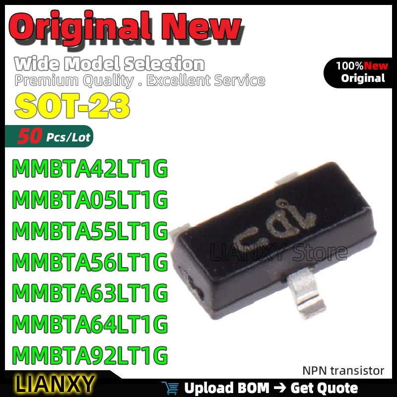 50pcs SOT-23 MMBTA42LT1G MMBTA05LT1G MMBTA55LT1G MMBTA56LT1G MMBTA63LT1G MMBTA64LT1G MMBTA92LT1G MMBT6428LT1G NPN transistor New