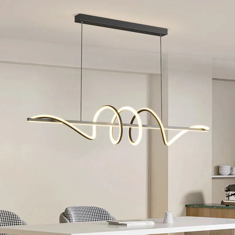 Modern Dining Table Pendant Lights Minimalist Dining Room Chandelier Home Lighting Living Room Decoration Bar Linear Wavy Lamp - view 4
