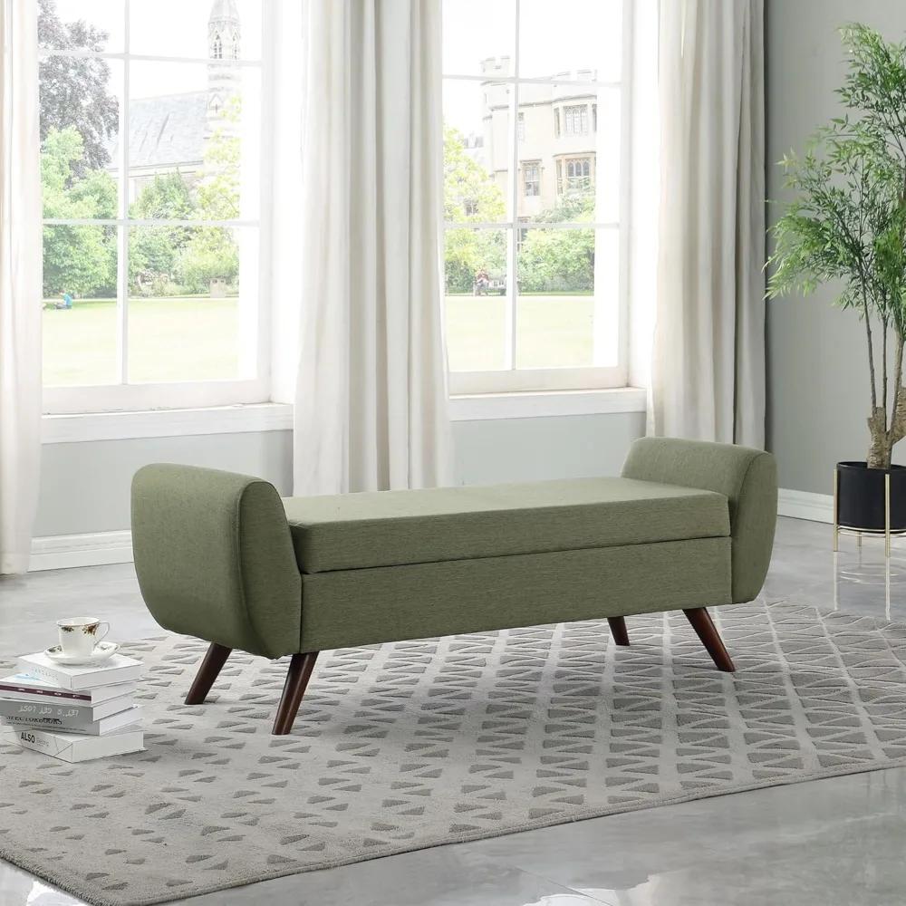 

Modern Storage Bench with Wood Legs Home Décor|Bench with Storage for Living Room & Bedroom