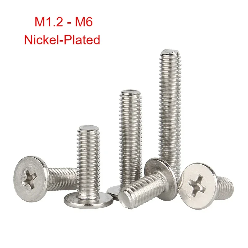 M1.2 M1.4 M1.6 M2 M2.5 M3 M4 M5 M6 CM Nickel Plated Phillips Flat Head Screws Notebook Digital Screws