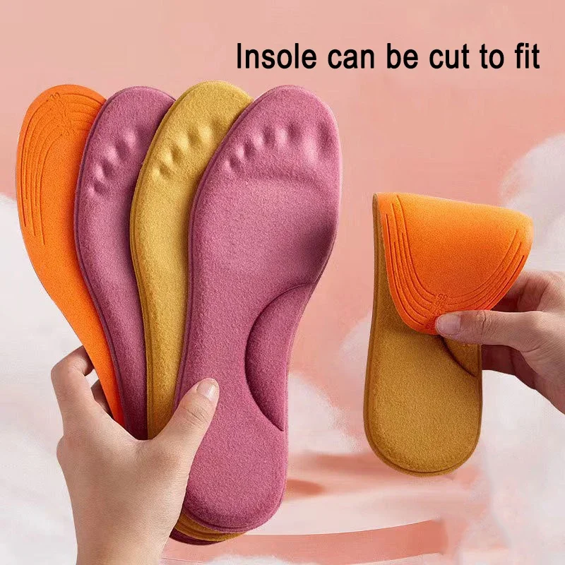 Winter Fur Self Heating Insoles Foot Thermal Thicken Non Slip Insole Memory Foam Shoe Pads Warm Sports Shoes Inserts Women Men