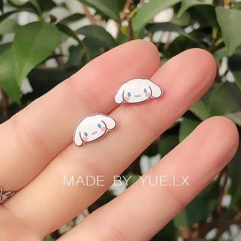 Boucles d'oreilles à tige Sanurgente Kawaii pour filles, Cinnamoroll, Hello Kitty, Kuromi, Melody, Beauty Chimy, Fashion Jewelry, Gift, 925