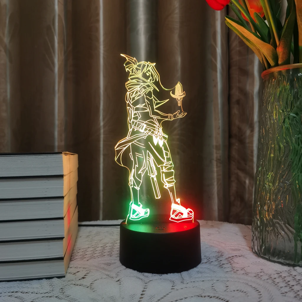 Jett Valorant Game Figure Acrylic Board Luminous Base For Kid Home Room Night Light Anime Led 3D Lamp Christmas Decor Gift Reyna