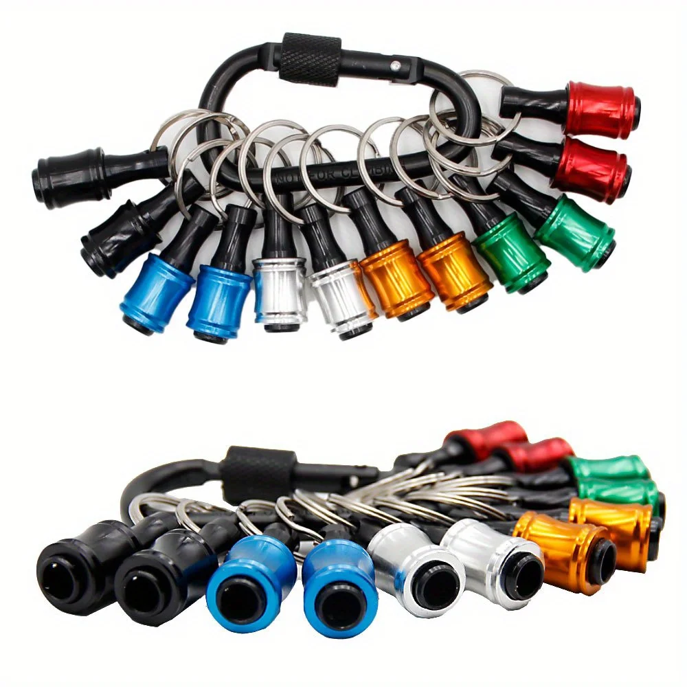 12Pcs Multi Color Quick Release Connecting Rod Keychain Set with 1/4 Hex Screwdriver Head & Conversion Sleeve Fast Tool Changes
