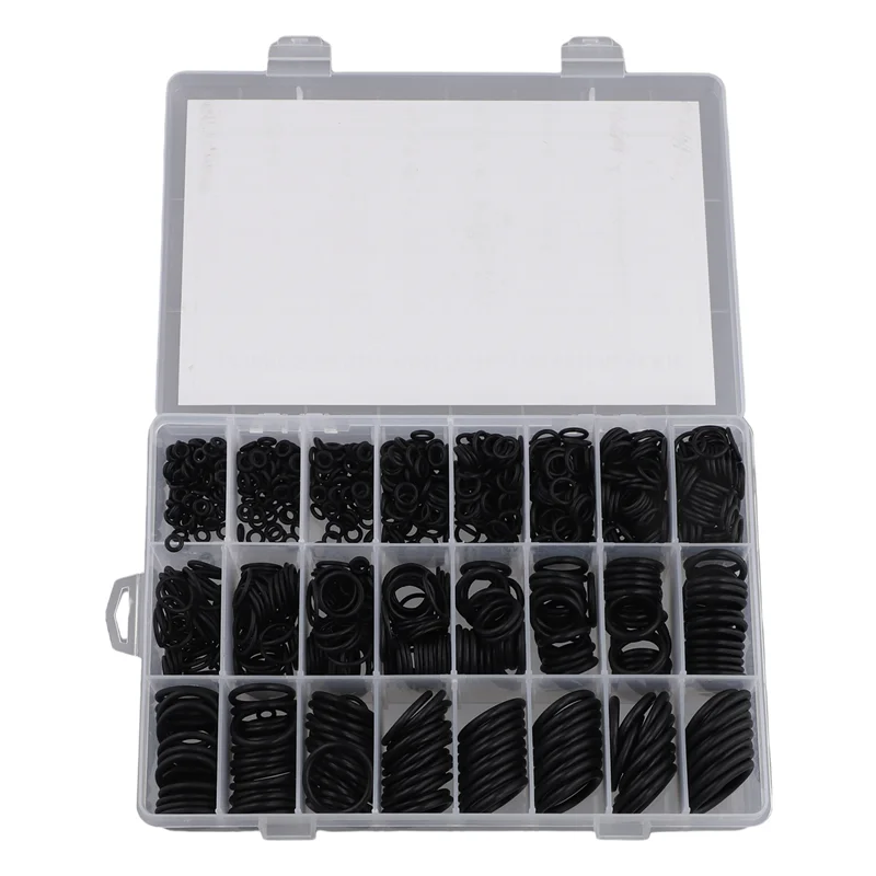 1200Pcs O 링 씰링 와셔 검정색 고무 O-링 배관 가스켓 내유성 고온 Oring Kit-AT64