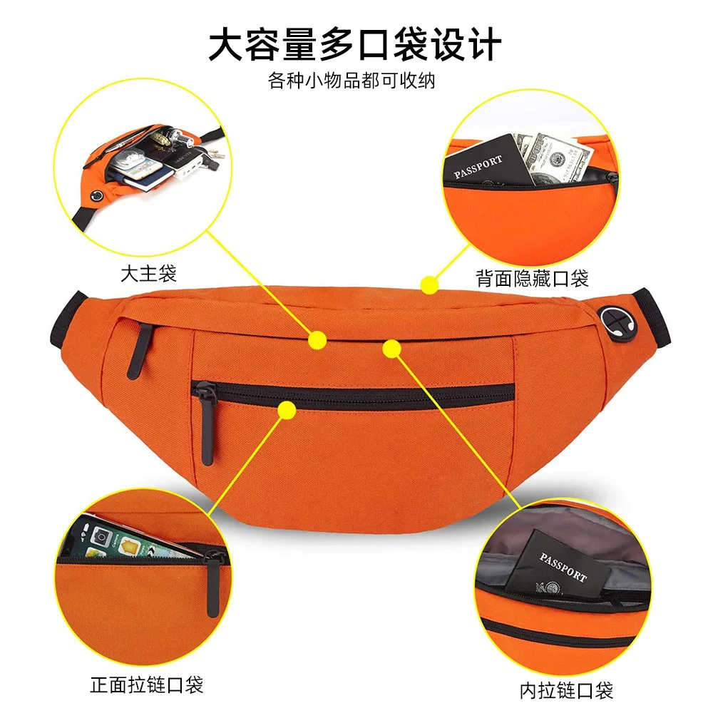 Outdoor leisure sports fanny pack waterproof fitness travel oblique span chest bag mobile phone backpack running fanny pack