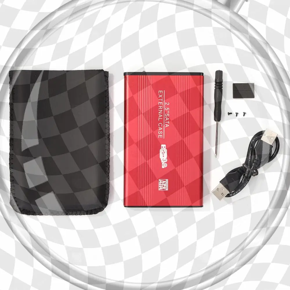 

USB SATA3.0 Hard Drive Disk Mobile Enclosure Case Aluminum 2.5 inch HDD SSD Box HDD Case with USB Cable Pouch New