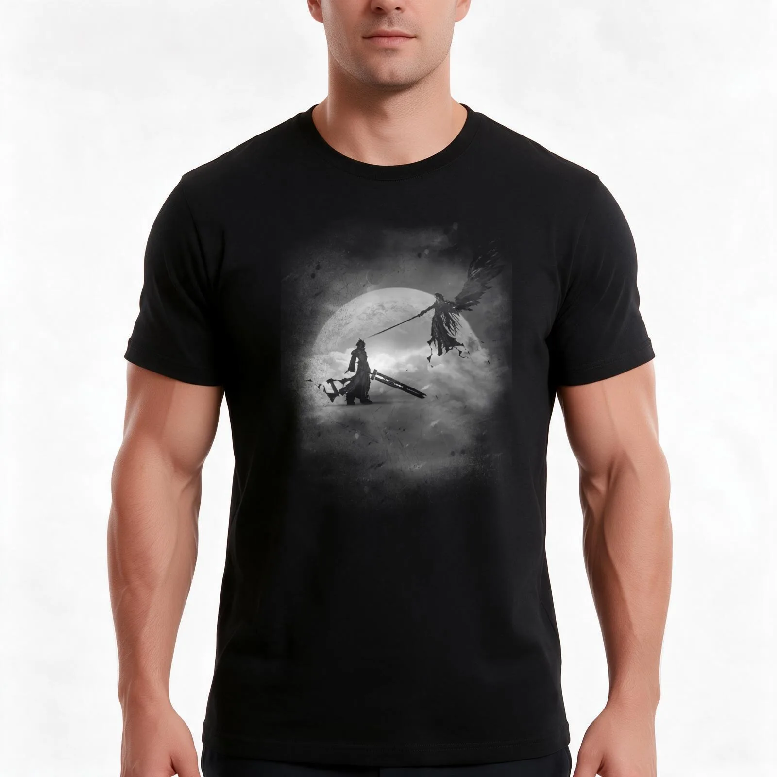 Sephiroth vs Cloud Strife FF9 T-Shirt, Summer Casual Cotton Tee, Oversized Streetwear Tops, Vintage Graphic Print, 100% Cotton