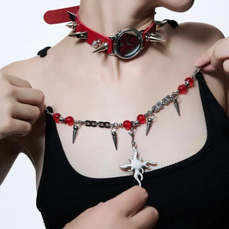 

Unique Original Y2K Cyberpunk Choker Personalized Watch Necklace Multi Wearing French Neck Chain