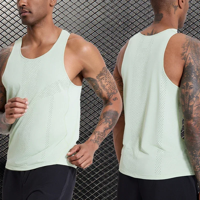 Men Leisure Sleeveless T-shirt Basketball Activewear Fitness Workout Sleeveless Tank Breathable and Quick-drying Running Top