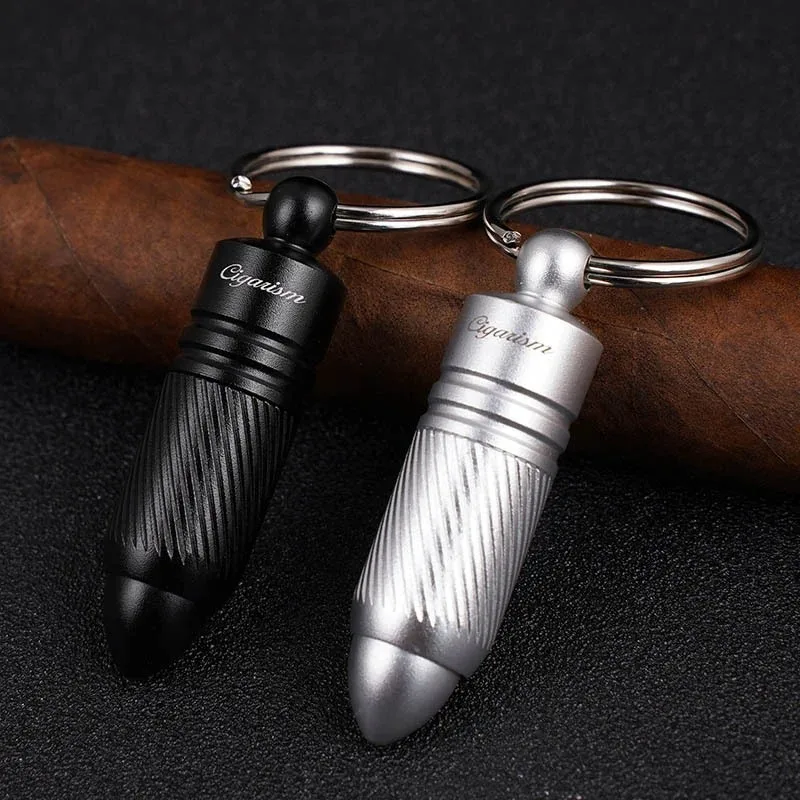 

8MM Aluminum Bullet Head Portable Cigar Drill Hole Punch with Keychain Cigar Accessories Smoking Accessories