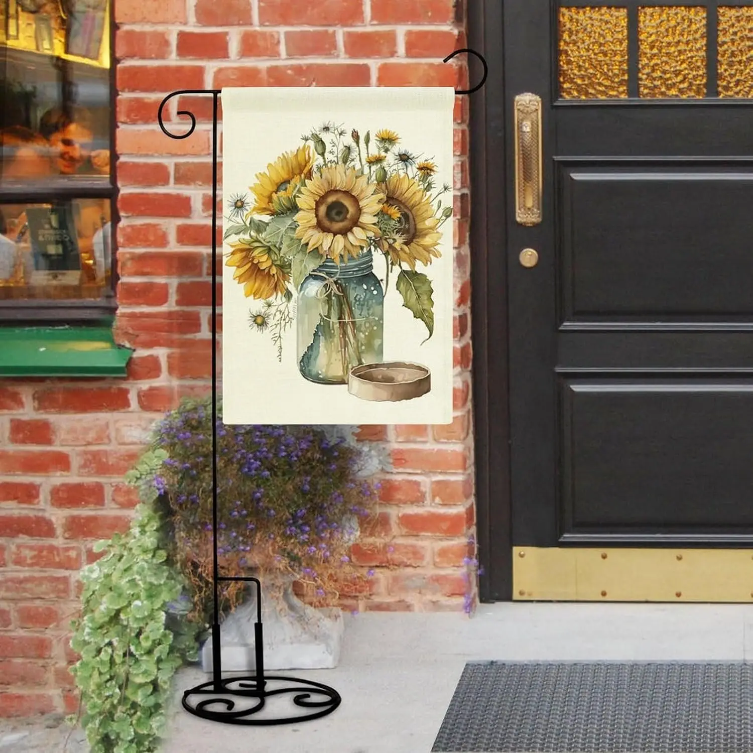 Watercolor Sunflower Bouquet in Mason Jar Garden Flag Double Sided 12 X 18 Inch Yard Flag, Small Flags for Outside Decoratio ZZM