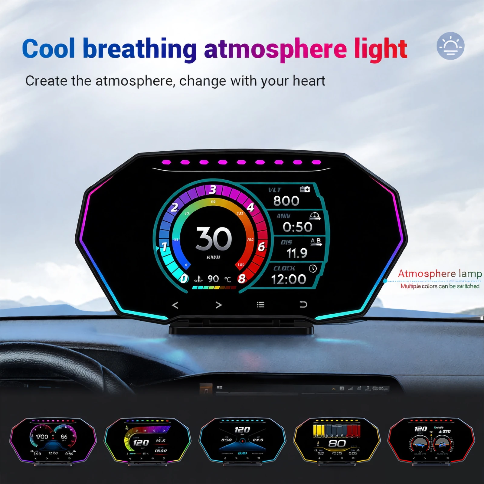 

HUD OBD2 Display F11 On-board Computer Dual System GPS+OBD Gauge Smart Digital Slope Water Temperature Speed Meter Electronic