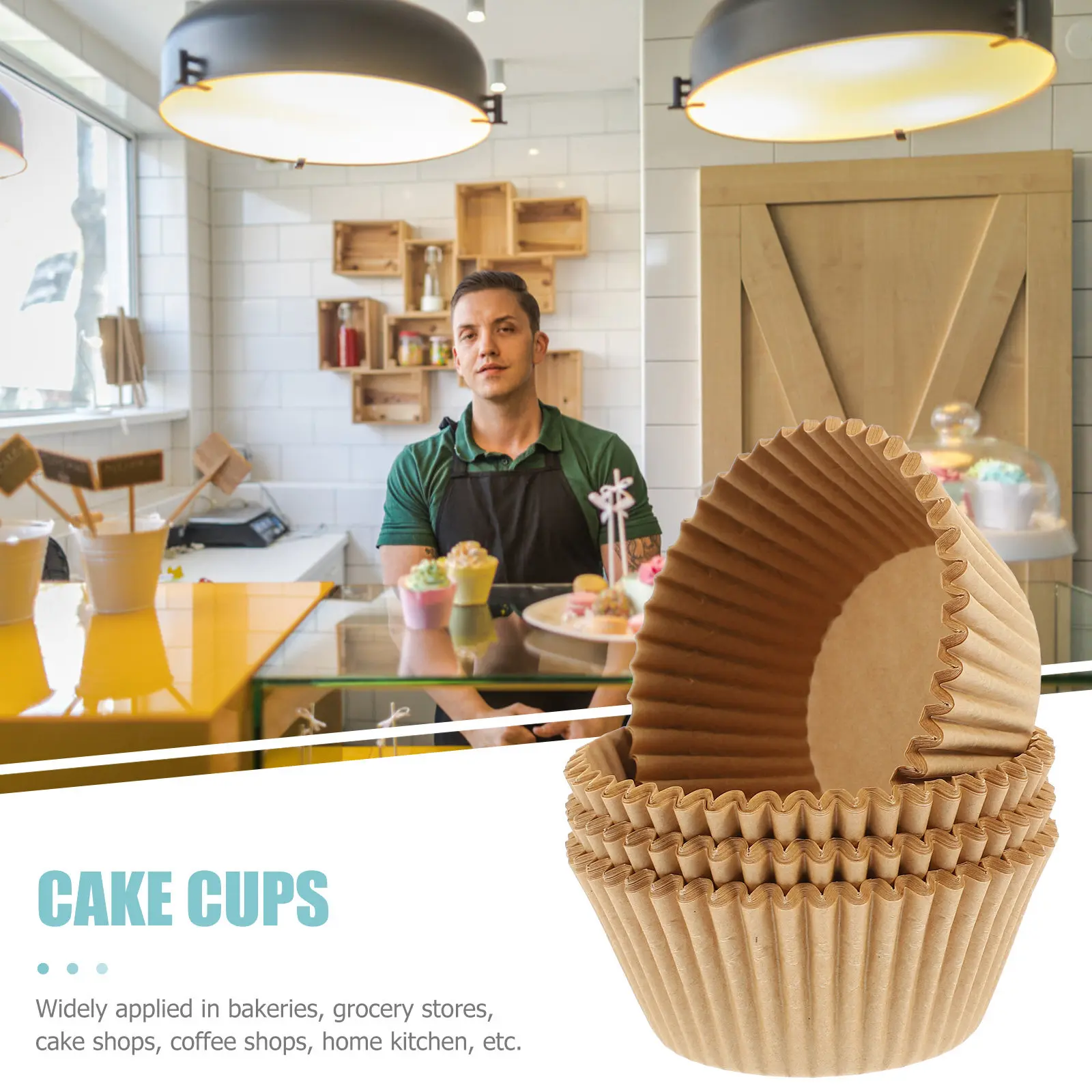 100Pcs Paper Baking Cups Cupcake Wrappers Muffin Liners Greaseproof Sturdy Non-Warping for Home Kitchen Bakery Coffee Shop Use