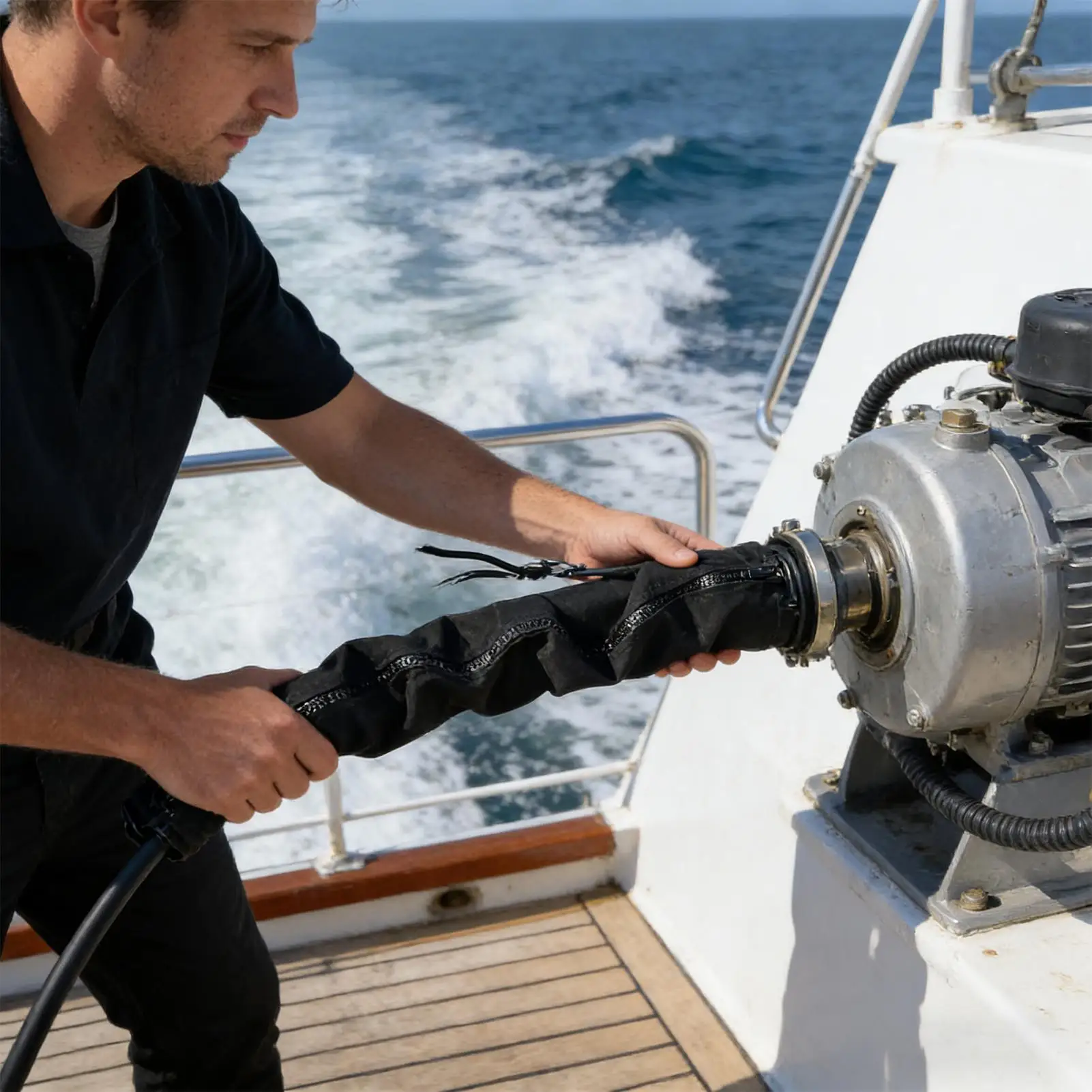 Funda protectora de cables con cremallera de 48 pulgadas para motores de pesca, equipo de pesca marina y embarcaciones