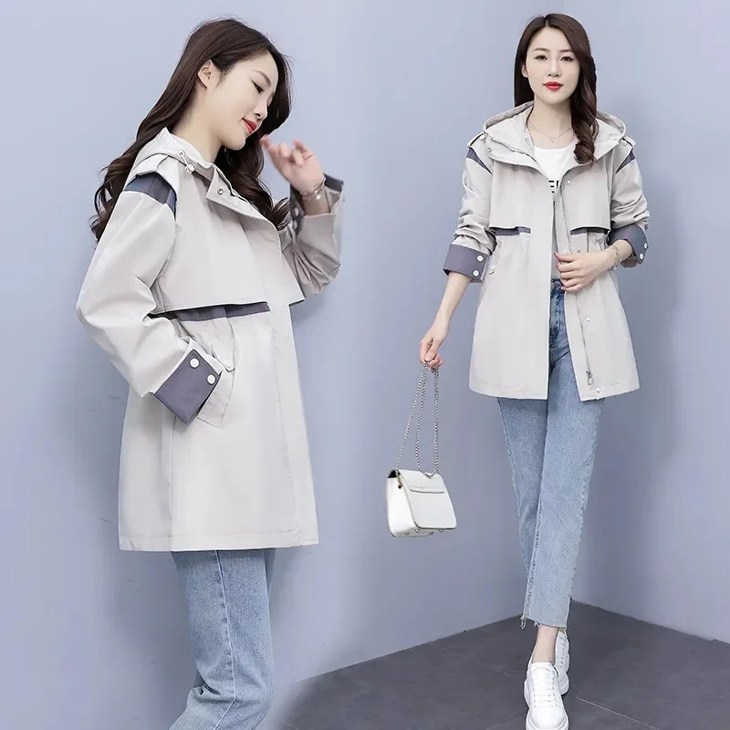 Imagem -02 - Cabolsa Coreano com Capuz Feminino Sobretudo Elegante Solto Corta-roupas com Todos os Fósforos Cabolsas Femininos Moda Primavera e Outono Novo 2024