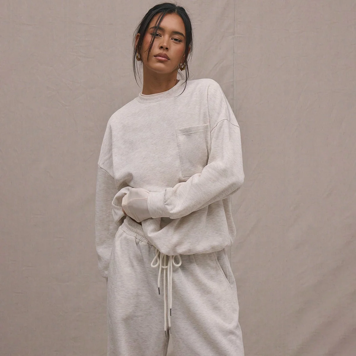 Sudadera holgada con cuello redondo para mujer, deportiva, informal, cómoda, estilo informal, otoño