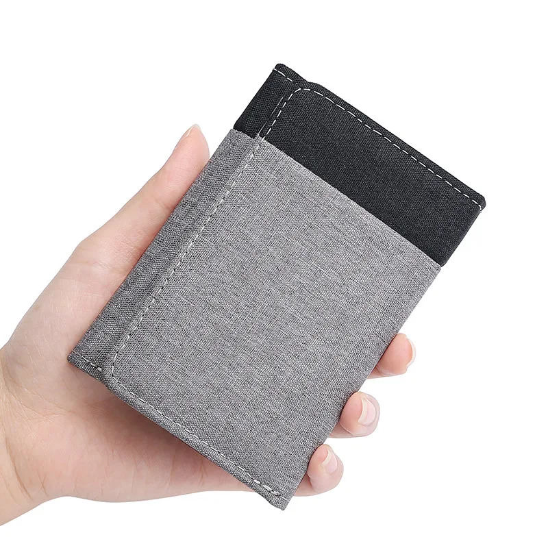 

Men's Canvas Tri-Fold Wallet - Slim Card Holder Short Small Purse for Certificates Multiple Slots