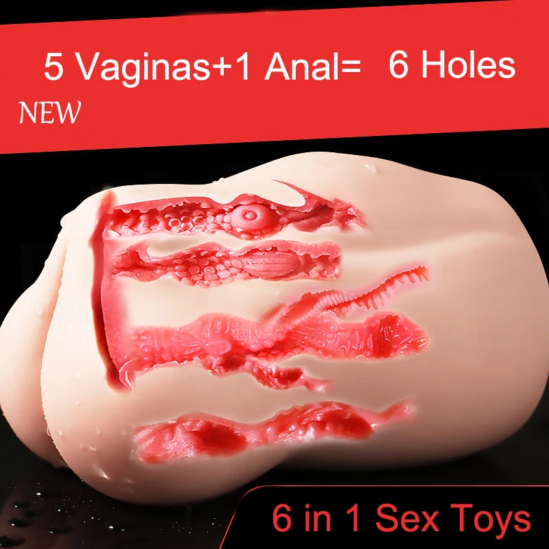 6 in 1 Male Masturbator Realistic Vagina for Six Holes Adult Sex Toys Vagina Anal Men Sex Toy for Men Erotic Products Real Pussy