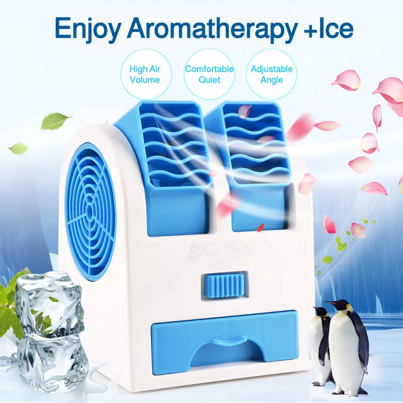 USB mini Student desktop Small Fan Dormitory Office Plug-in Dual-use Leafless Air Conditioning Fan