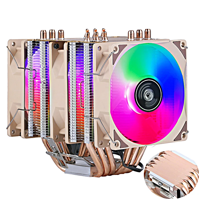 PC 6 Heat Pipe Twin Towers CPU Cooling PWM Fan Installing LGA775 115x 1700 1200 1366 i3 i5 i7 AMD Game Player's Preferred Choice