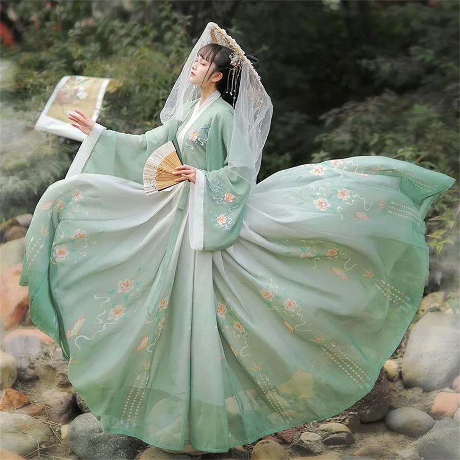 Chinese Hanfu Female Style Ancient Tang Ming Women Costume Elegant Skirt Girl Retro Stage Performance Clothing Ancient