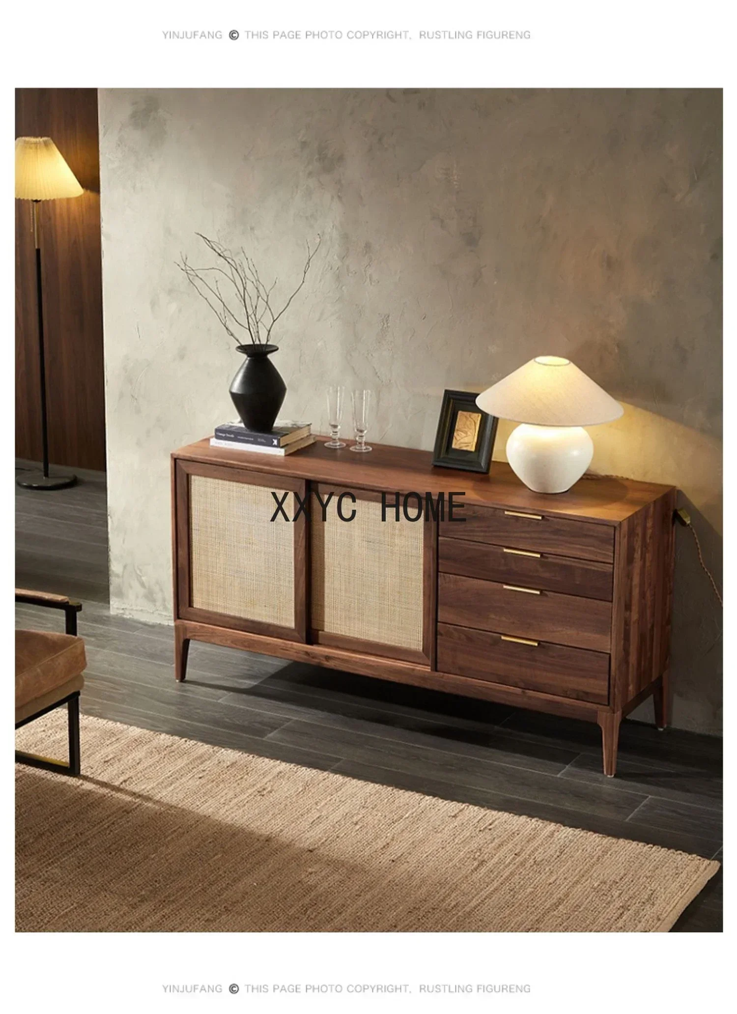 Rotan Dressoir Kast Massief Hout Locker Theekast Nordic Huishoudelijk Log Multi-Functionele Kast