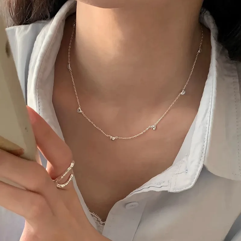 VENTFILLE 925 Sterling Silver Love Heart Necklace for Women Girl Gift Minimalism Fashion Versatile Choker Jewelry Dropshipping