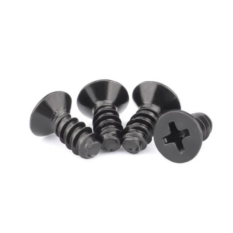 100/200pcs M2.3 M2.6 M3 M4 M5 Black 304 Stainless Steel KB Cross Countersunk Head Flat Tail Self Tapping Screw