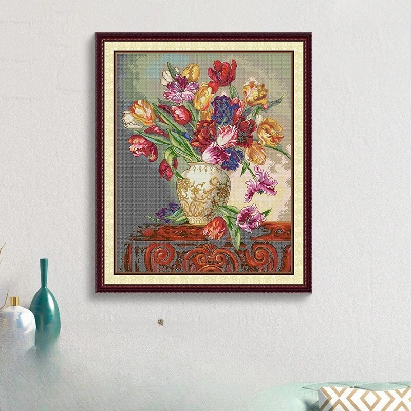 

Cross Stitch Competing for Flower and Douyan 2024 New Flower Landscape Living Room Bedroom