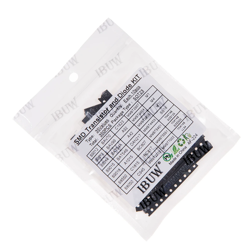 350PCS 35Values SMD Transistor and Diode Kit SOT23 (S9012/BAV70/1N4148 etc.) for Arduino DIY Electronic Circuit KIT SOT-23 S8050