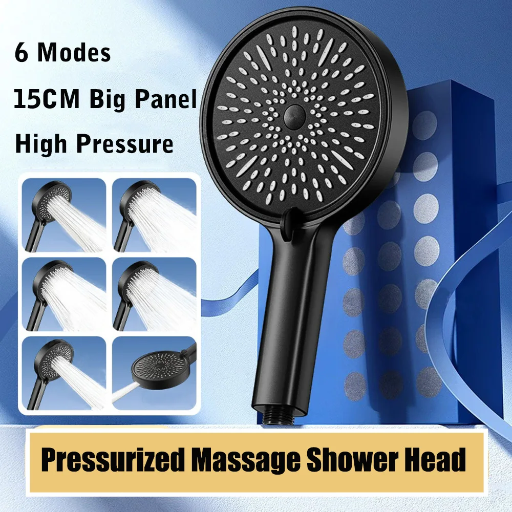 جديد 15 سنتيمتر لوحة كبيرة سبا تدليك رأس دش مضغوط 6 طرق ارتفاع ضغط تدفق كبير هطول الأمطار دش اكسسوارات الحمام