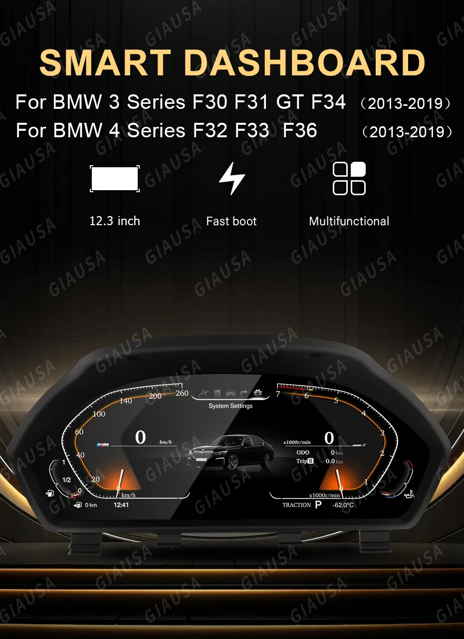 BMW 3 4 시리즈 F30 F31 F32 F33 F34 F36 GT 2013-2020 디지털 계기판 대시보드 패널 속도계 버추얼 콕핏