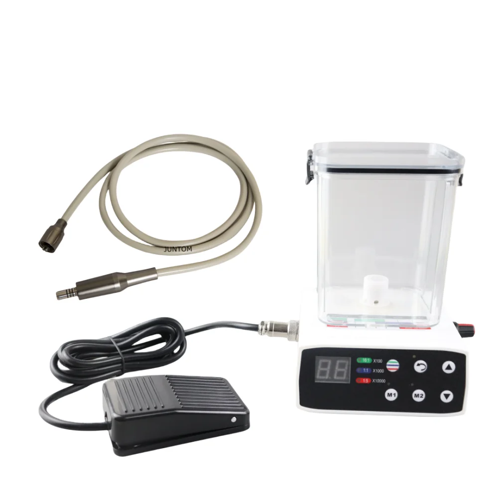 Dental Electric Micro Motor with Foot Control & LED, Compatible with 1:1 1:5 16:1 Contra Angle Handpiece, Built-in Water Tank