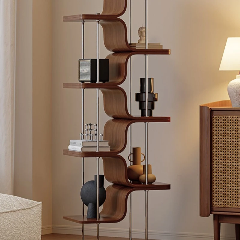 

Corner solid wood living room retro bookcase narrow corner cabinet display rack