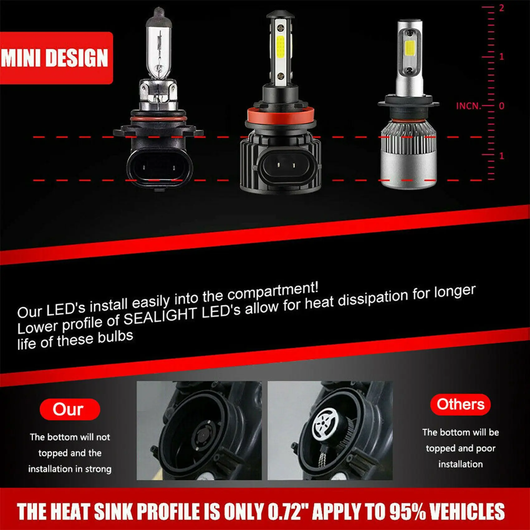 4Pcs Combo 9005+H11 672000LM Combo 4-Side LED Headlight Kits High Low Beam Bulb 6000K