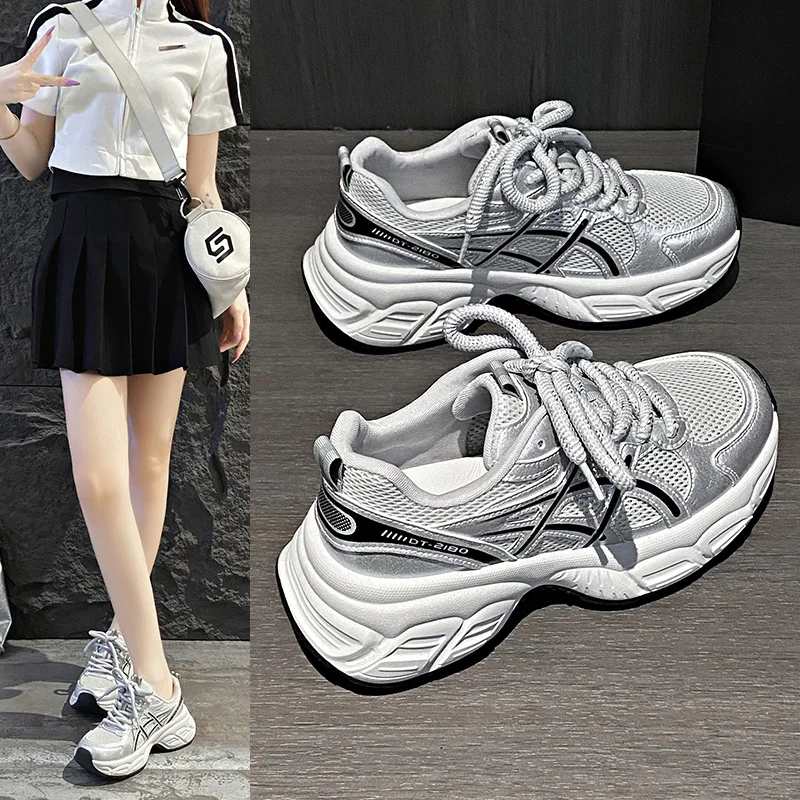 

New Fashion Women's Breathable Platform Dad Shoes - Versatile Trendy Casual Sports Running Shoes for Students