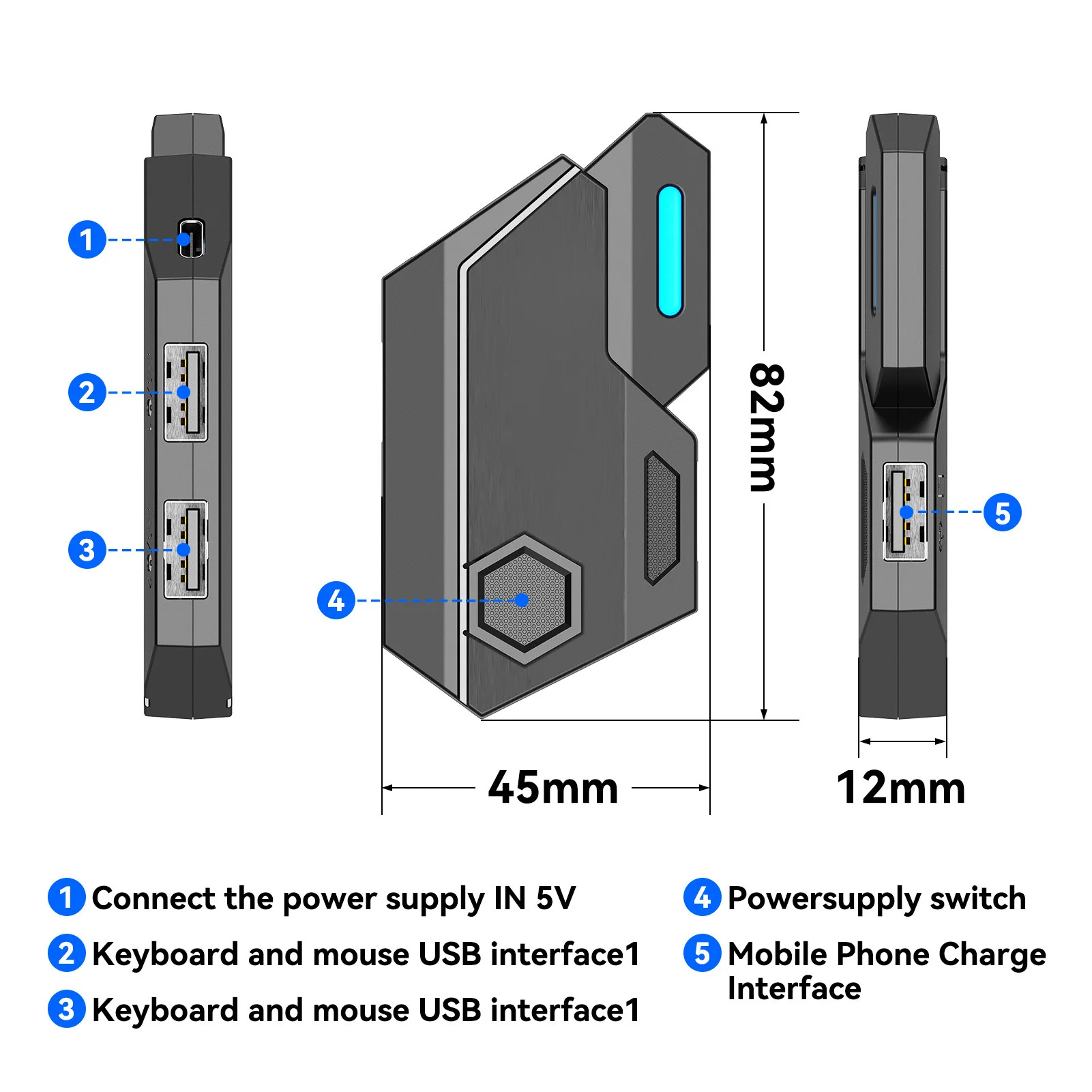 4 in 1 Keyboard Mouse Converter Combo K13 Keyboard Phone Stand Keyboard Mouse Converter Low Delay Bluetooth 5.0 120fps for Phone