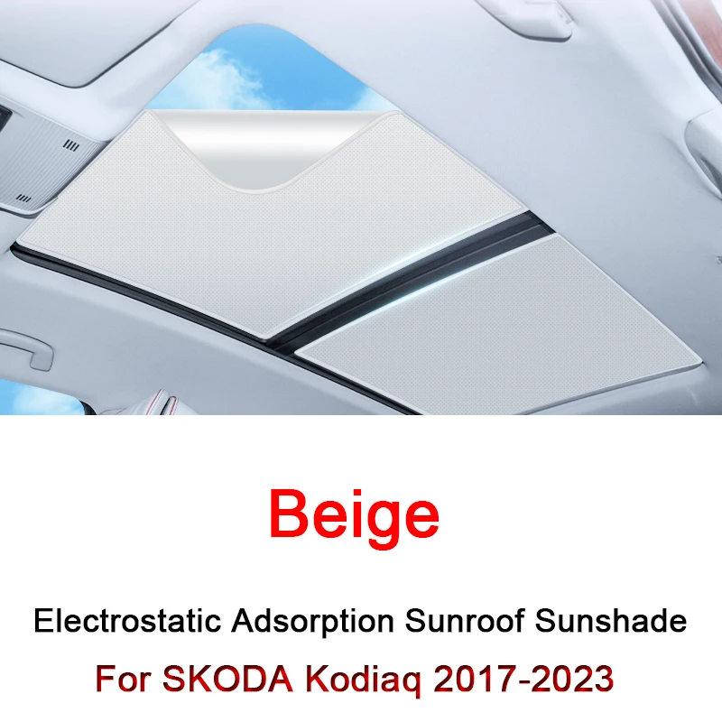 For SKODA Kodiaq 2017-2023 Electrostatic Adsorption Car Roof Sunshade Skylight Blind Shading Windshield Sun Shades Sunroof Cover