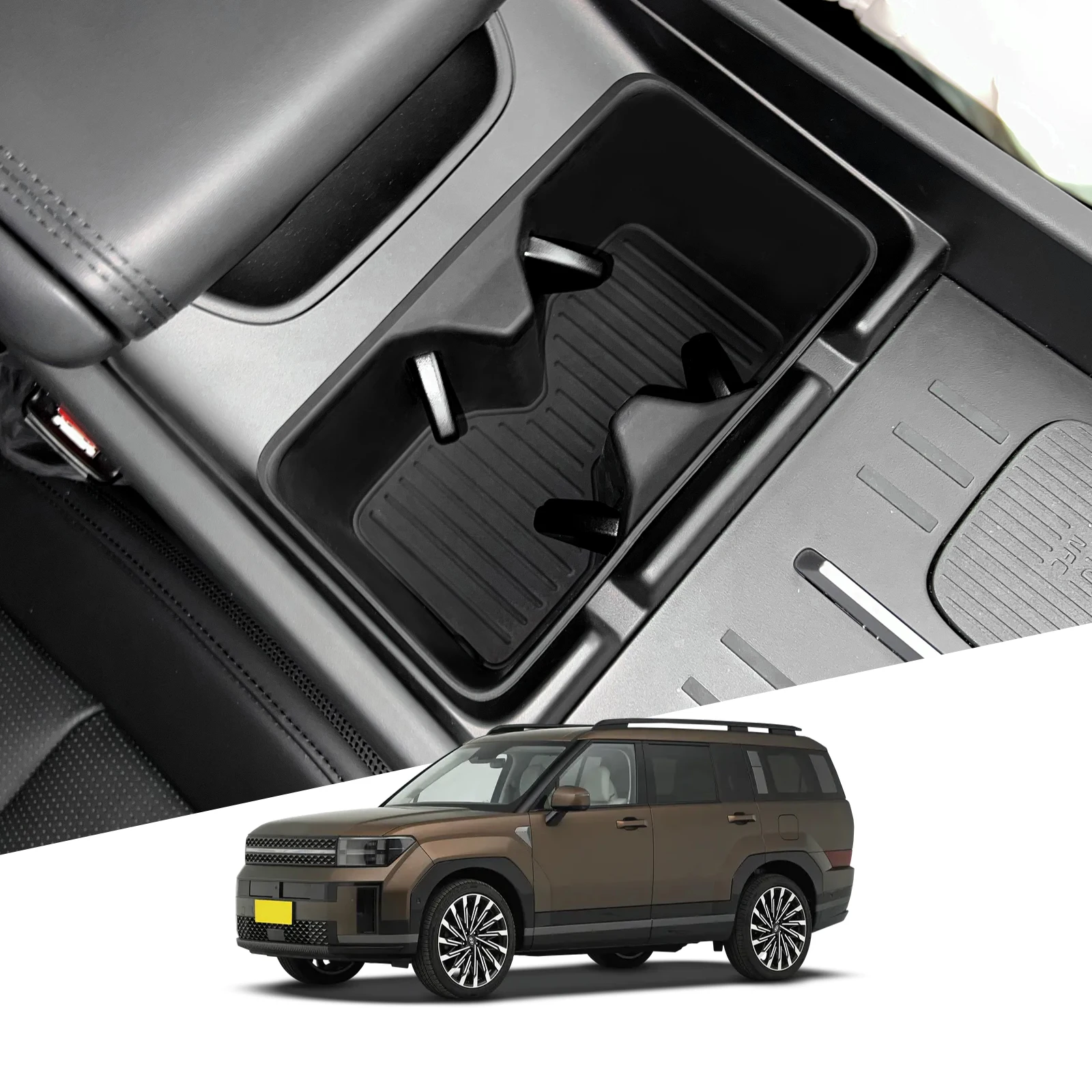 LUCKEASY für Hyundai Santa Fe 2024 Auto Getränkehalter Mittelkonsole Silikon-Ablagefach Innenraum-Zubehör – Detail 9