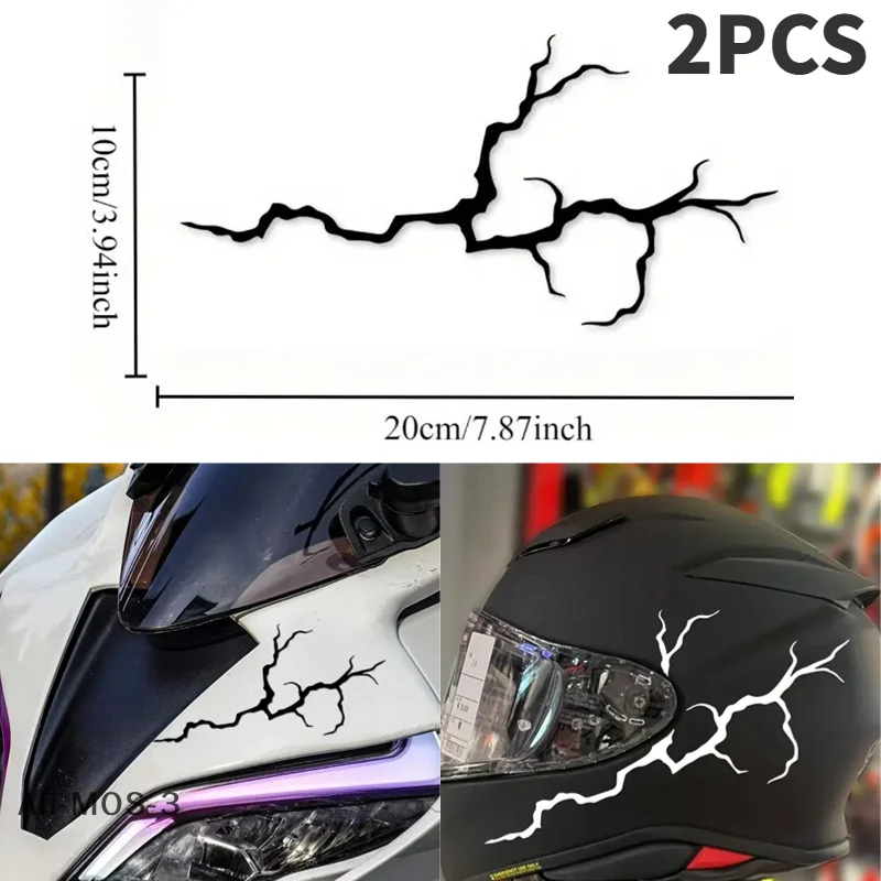 【S】2PCS Reflective Motorcycle Sticker, Waterproof Vinyl Decal for Helmet & Fuel Tank, Safe Driving Geometric Pattern DIY