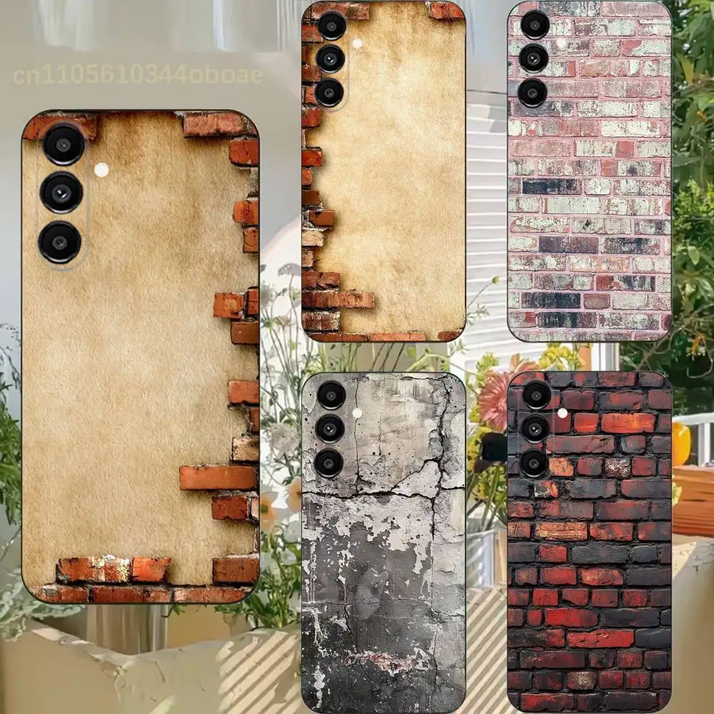 Bricks Background Phone Case For Samsung S25,24,21,22,23,20,S30,Ultra,Plus,Fe,Lite,Note,5G Black Soft
