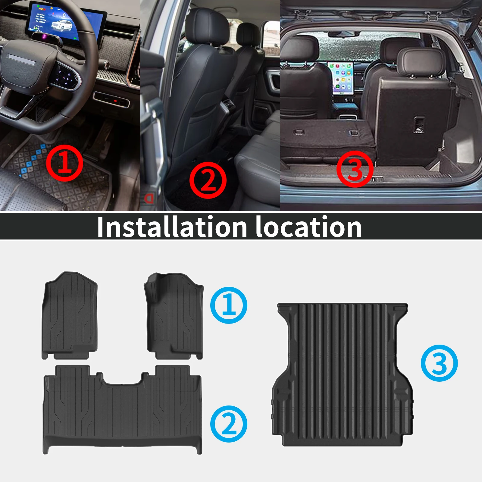 

for FOTON TUNLAND V9 Dustproof Easy Clean Car floor Mats TPE Material Non-Slip Interior Parts Accessories