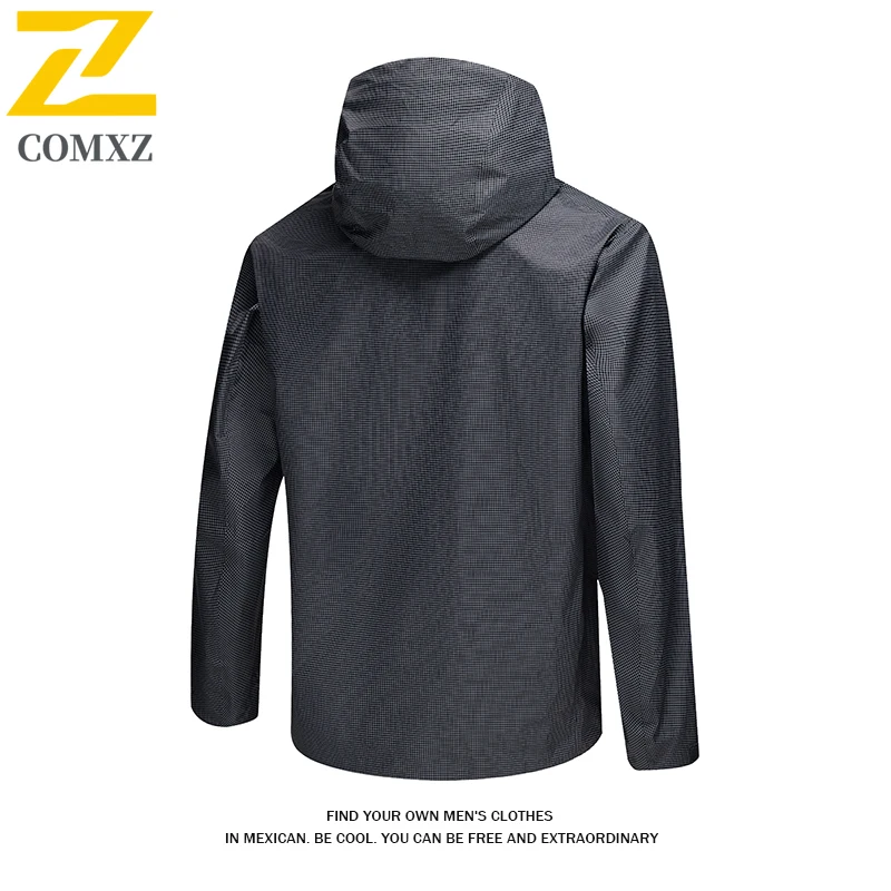Men's Windproof Ski Jacket Autumn Hiking Waterproof Hooded Windbreaker Slim Fit Outdoor Leisure Multifunctional Rainproof Coat