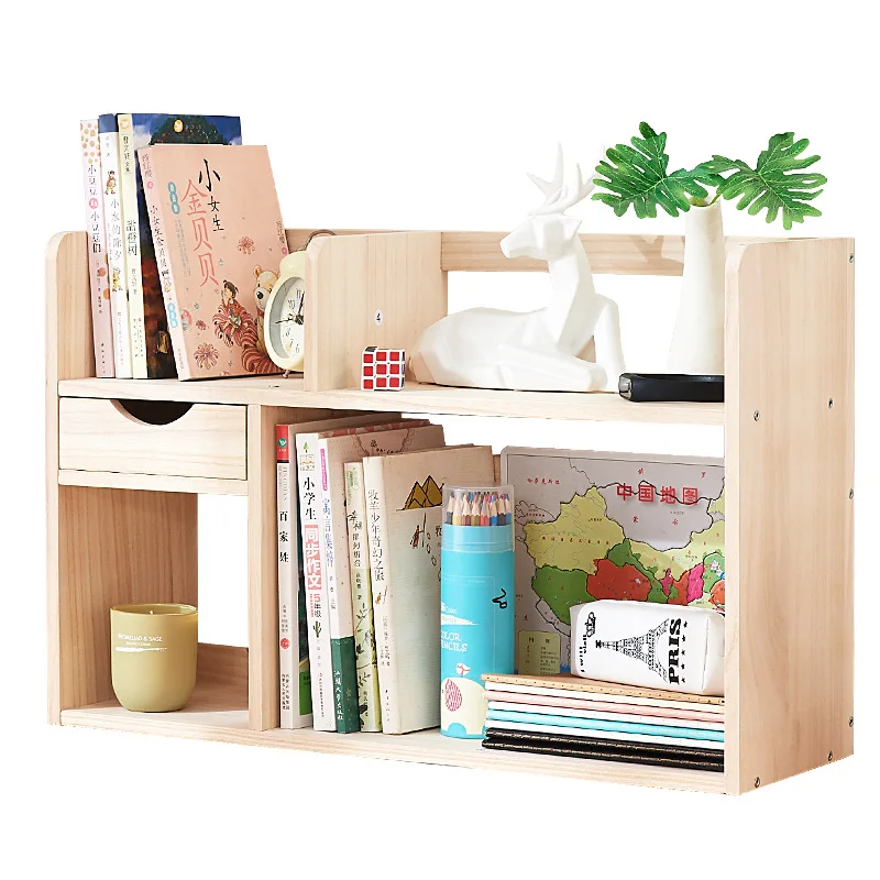 

Настольная книжная полка, многослойная полка из цельного дерева, креативная стеллаж для хранения, простая студенческая книжная полка, стол