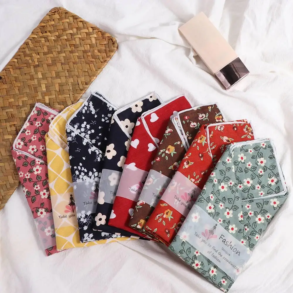 Accessories Printing Cotton Linen Flower Wraps Neckerchief Small Square Scarf Korean Style Scarves Silk Scarf Printed Scarf