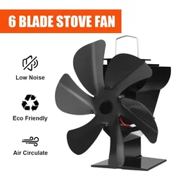 Stove Fan Heat Powered Fireplace Fan Log Wood Burner Eco-fan Quiet 6 Blade Fireplace Fan Home Winter Warm Heat Distribution