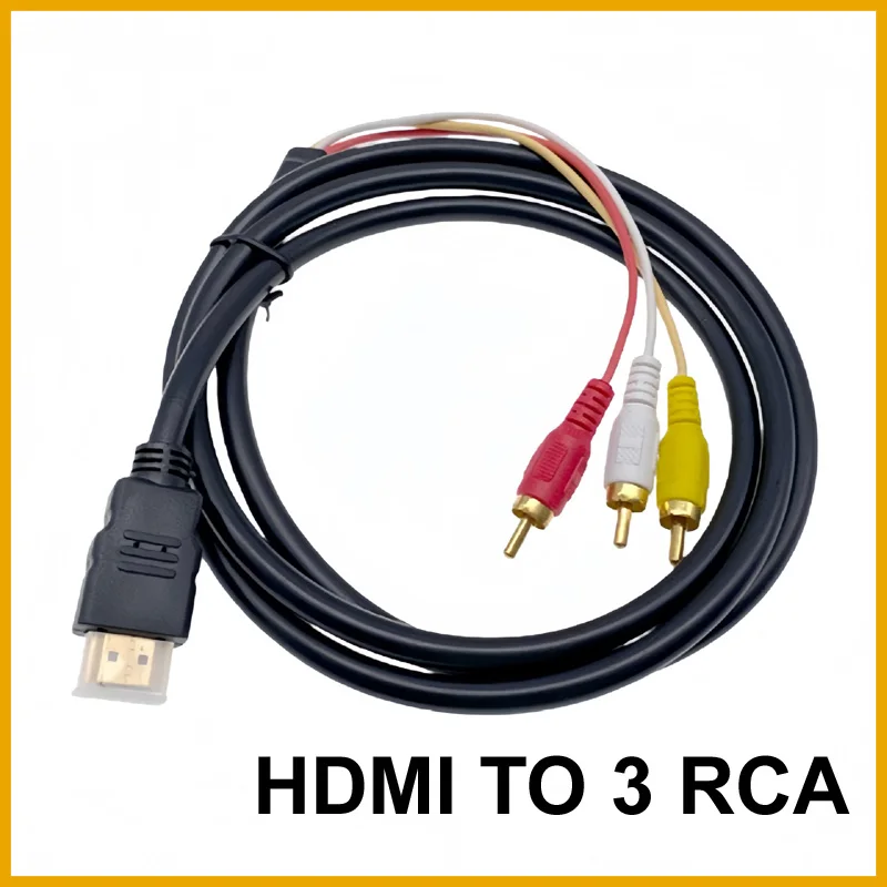NEW 2026 HDMI 1080P 1.5M 5ft HDMI Male to 3-RCA Video Audio AV Cable Connector Adapter One-Way Transmitter for TV HDTV DVD